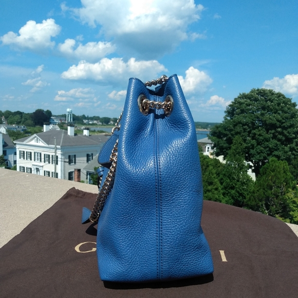 NEW, Gucci Soho Limited Ed. Caspian Blue Double Chain Shoulder Bag - Picture 10 of 16